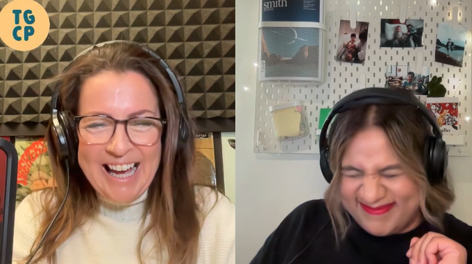 Liv Pennie and Marian Wright on TGCP screenshot laughing